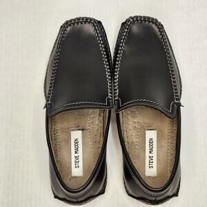 Men's Black Leather‎ Steve Madden Novo Slip On Driving Loafers Size 8